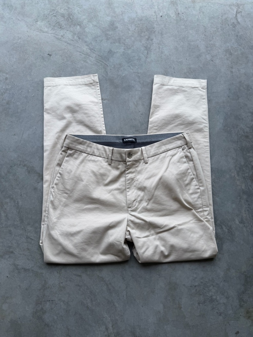 Men’s Express Beige Slim Straight Chino Pants 34x32